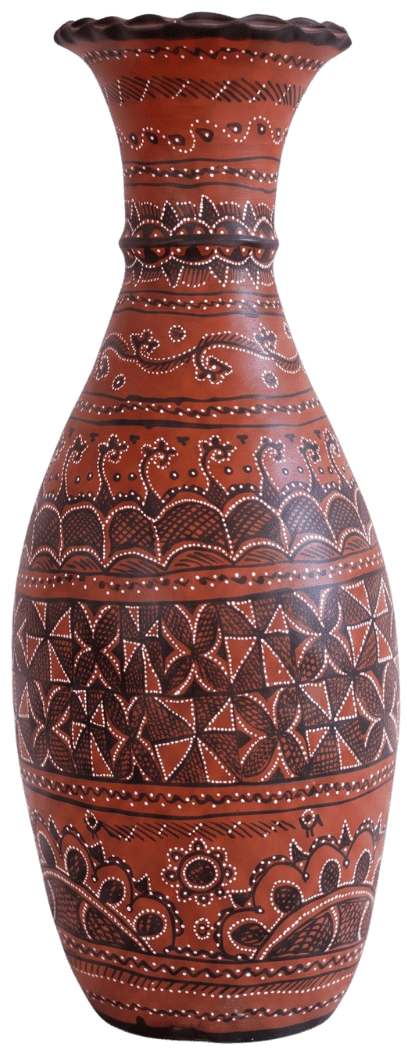 Nature Themed Flower Vase in Khavda Pottery by Abdul Kumbhar Thumbnail