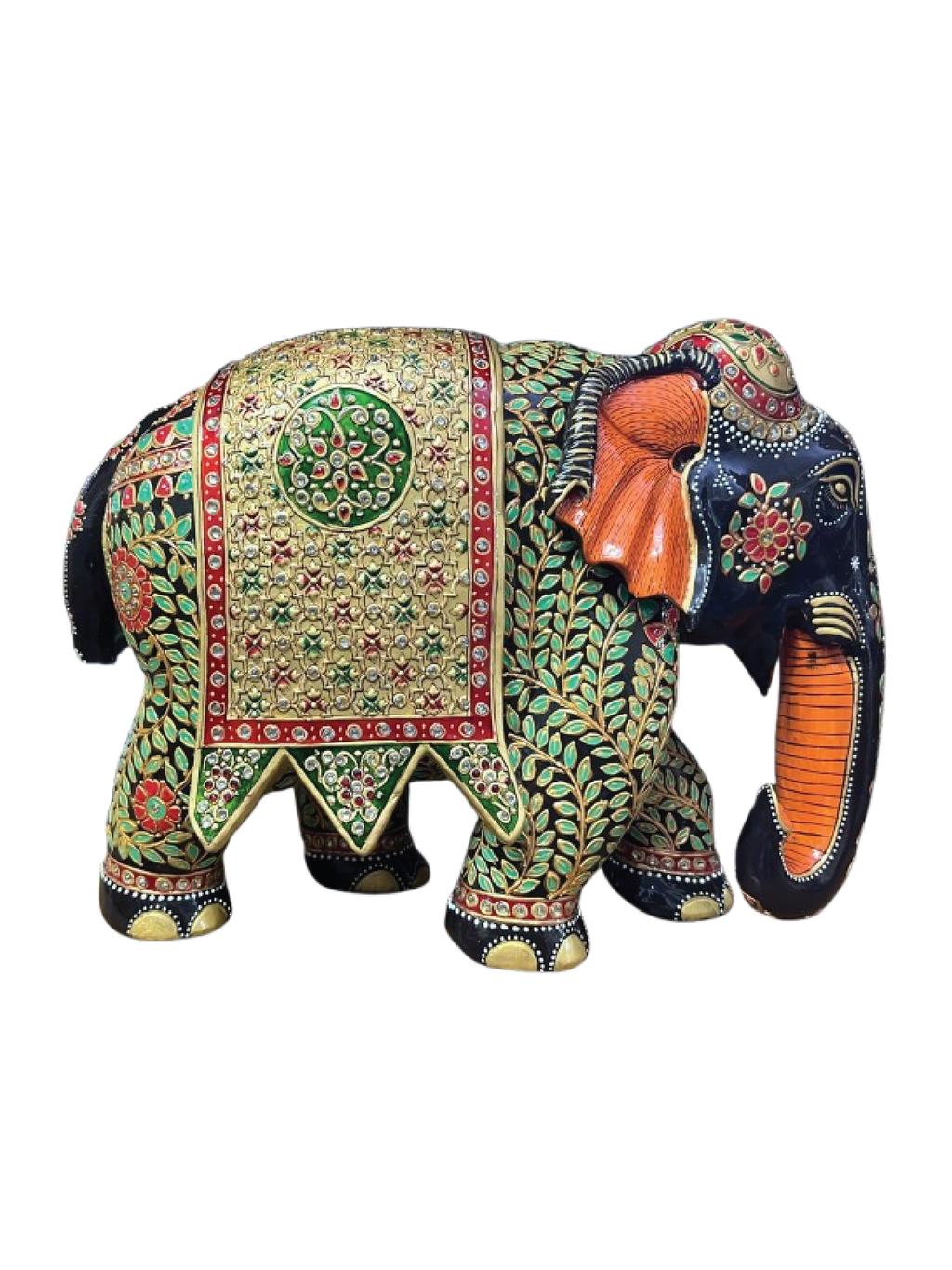 Ornamental Elephant in Kadam Wood Carving by Om Prakash Thumbnail