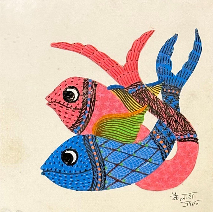 Pair of fish in Gond by Kailash Pradhan Thumbnail