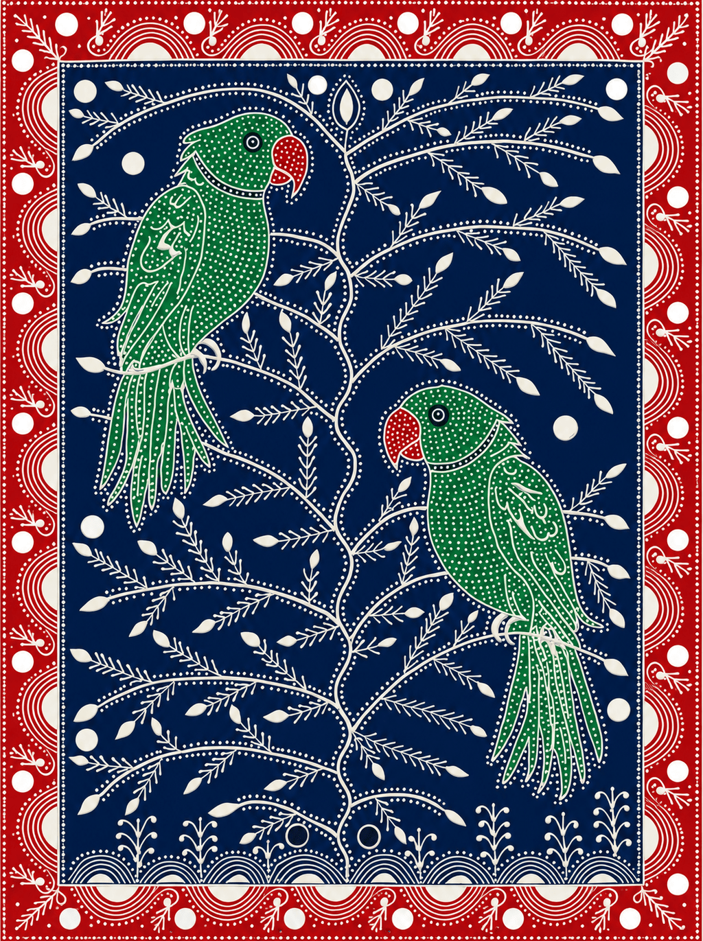 Parrots in Mandana by Kaluram Meghvanshi Thumbnail