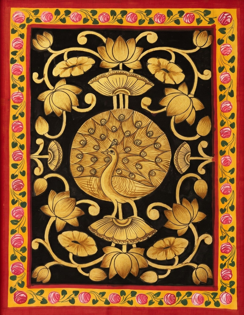 Peacock and Lotus in Pichwai by Jayesh Sharma Thumbnail