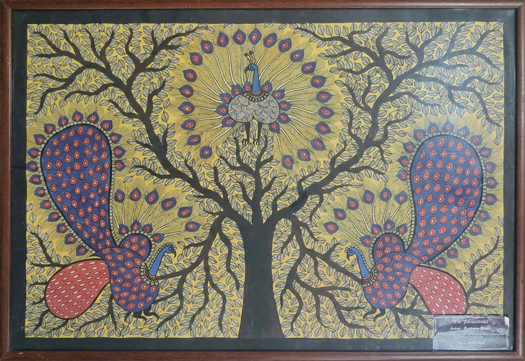 Peacocks in Madhubani by Pratima Bharti Thumbnail