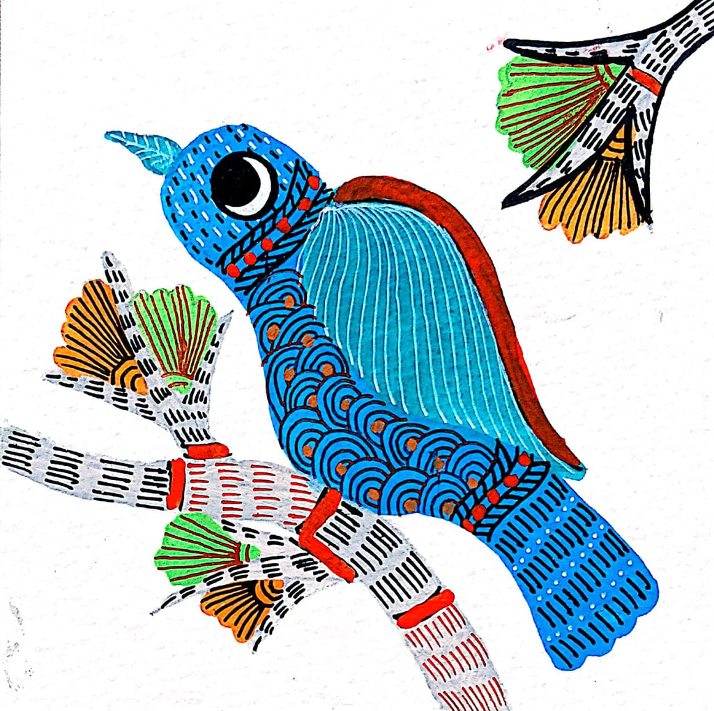 Perching Bird in Gond By Kailash Pradhan Thumbnail