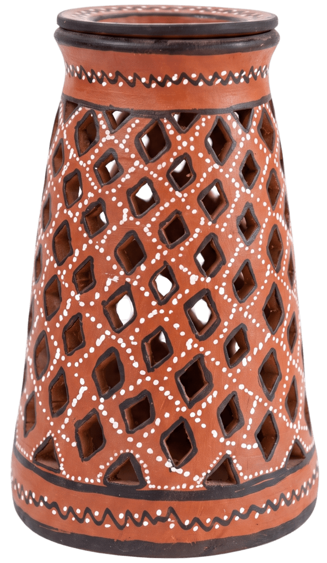 Perforated Lamp Holder in Khavda Pottery by Abdul Kumbhar Thumbnail