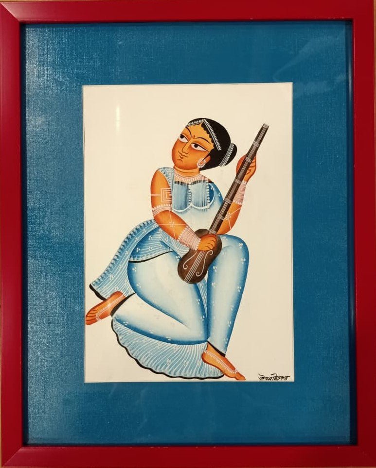 Playing the Tanpura: Nayika (Heroine) in Kalighat by Uttam Chitrakar Thumbnail
