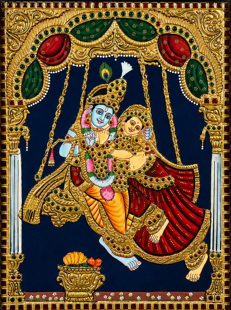 Radha and Krishna in Ancient Tanjore Thumbnail