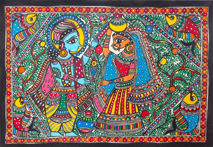 Radha Krishna: Eternal love in Madhubani by Ambika Devi Thumbnail