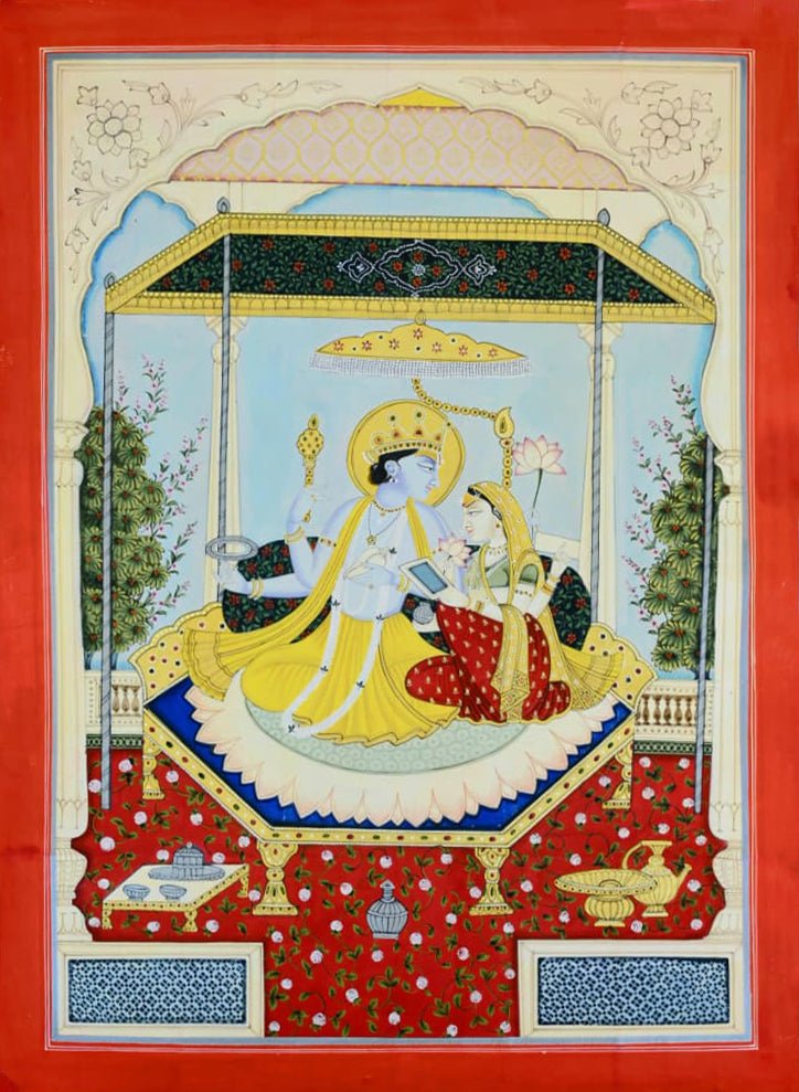 Radha Krishna in Kangra Art by Suresh Kumar Kumawat Thumbnail