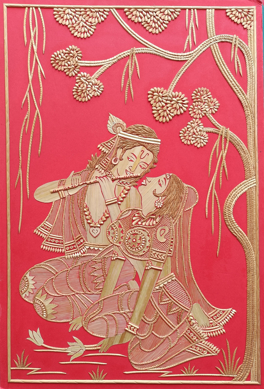 Radha Krishna in Sikki Grass Work by Suraj Kumar Sahu Thumbnail