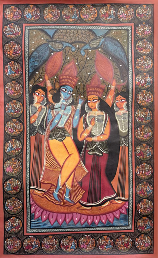 Radha Krishna with Gopis in Kalighat by Sonali Chitrakar Thumbnail