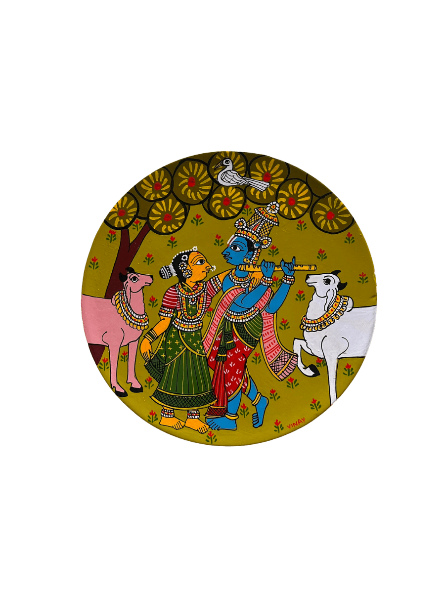 Radha Krishna's Divine Enchantment in Cheriyal Scroll Wall Plate by Dhanalakota Rakesh Thumbnail