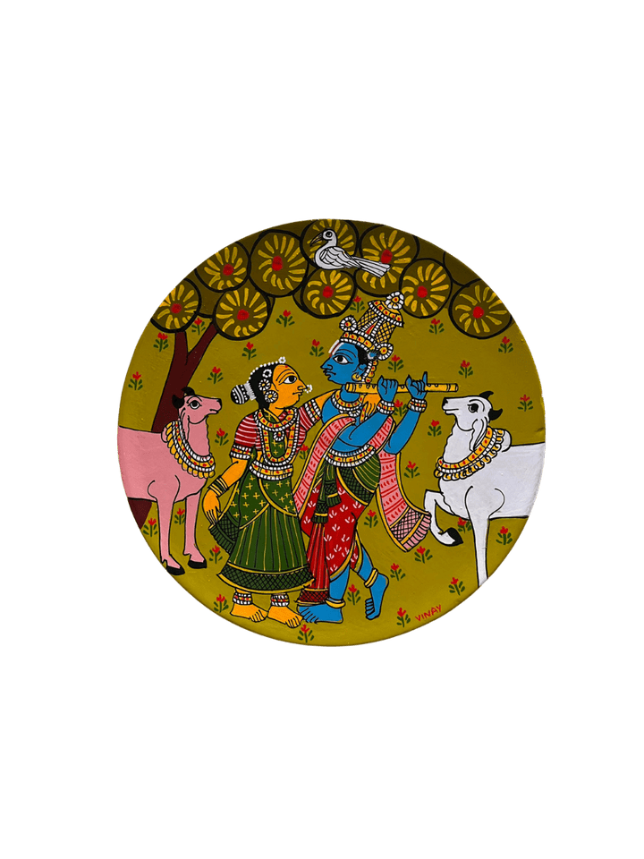 Radha Krishna's Divine Enchantment in Cheriyal Scroll Wall Plate by Dhanalakota Rakesh Thumbnail