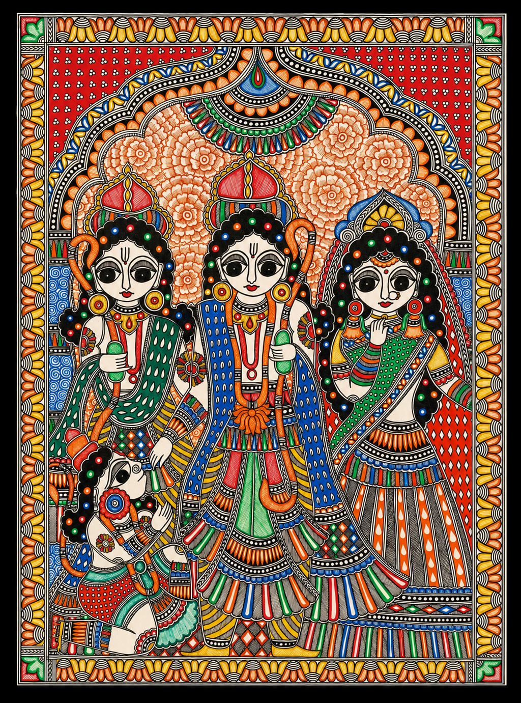 Ram Darbar in Madhubani by Pratima Bharti Thumbnail