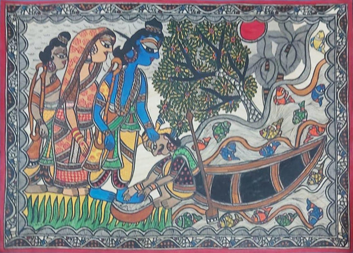 Rama, Lakshman and Sita in Madhubani by Priti Karn Thumbnail