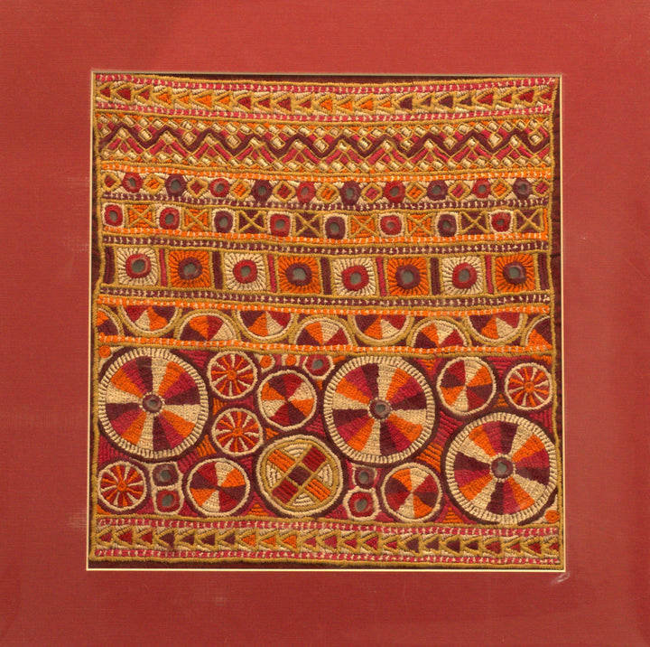 Red Geometric Patterns in Jat Dhaneta Embroidery Thumbnail