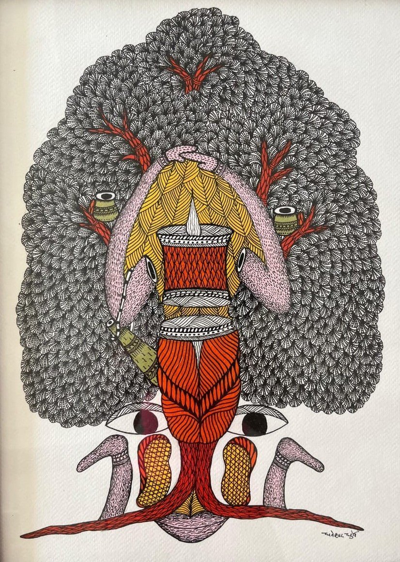 Resonance of the Forest in Gond by Dhneshwar Dhurwey Thumbnail