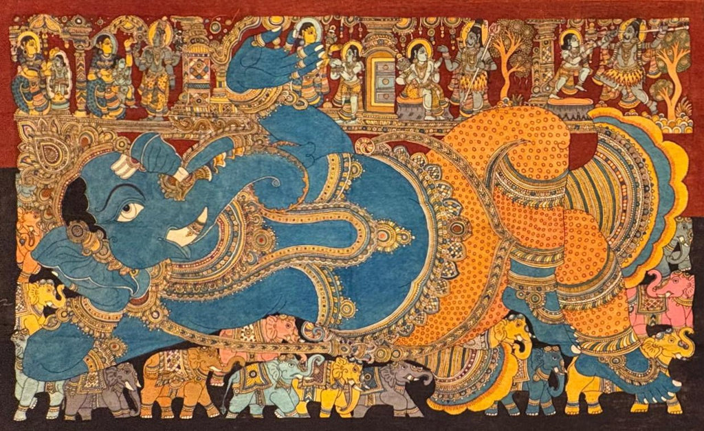 Resting Lord Ganesha in Kalamkari by Harinath N Thumbnail