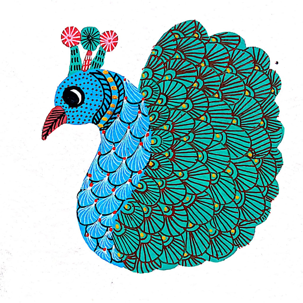 Royal Display: Peacock in Gond by Kailash Pradhan Thumbnail
