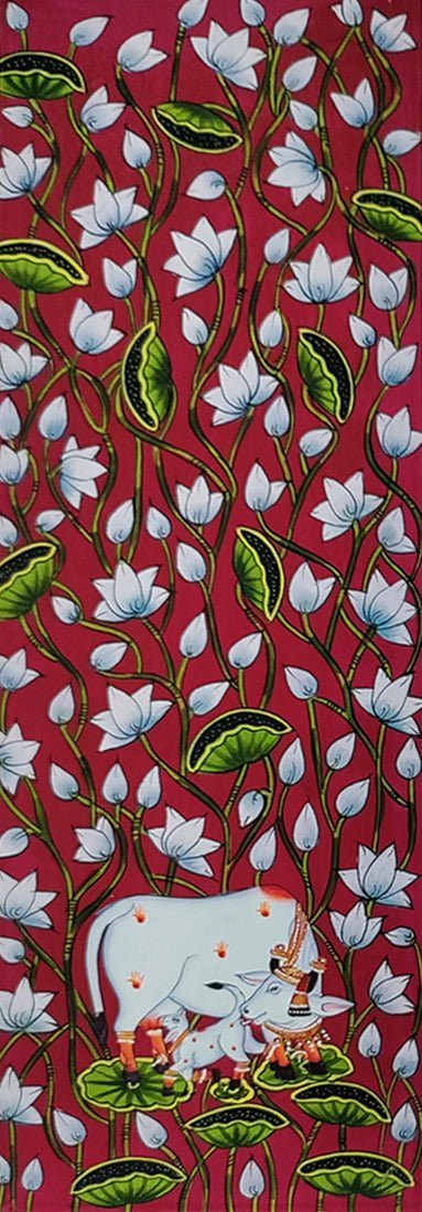 Sacred Companions in Bloom: Cows and Lotuses in Pichwai by Dinesh Soni Thumbnail