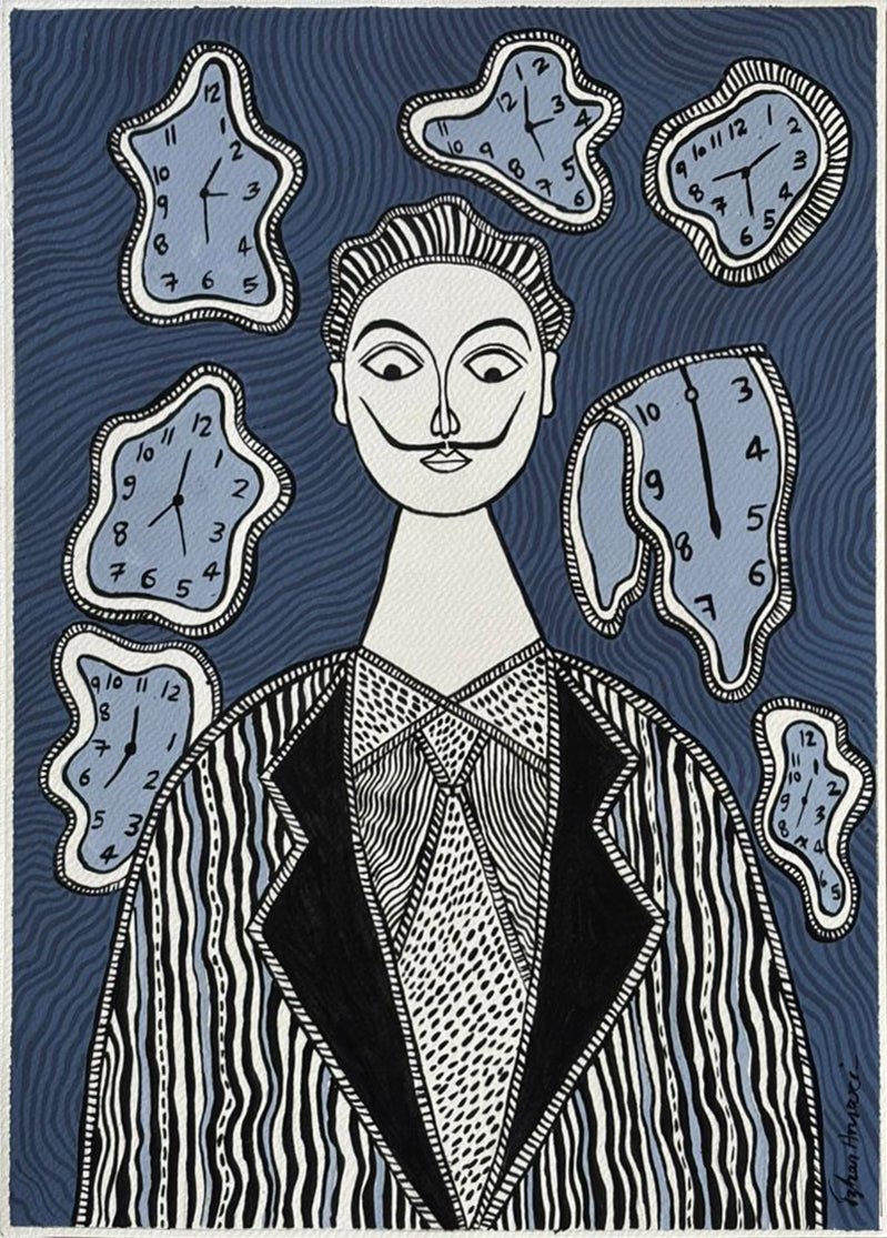 Salvador Dali in Madhubani by Izhar Ansari Thumbnail