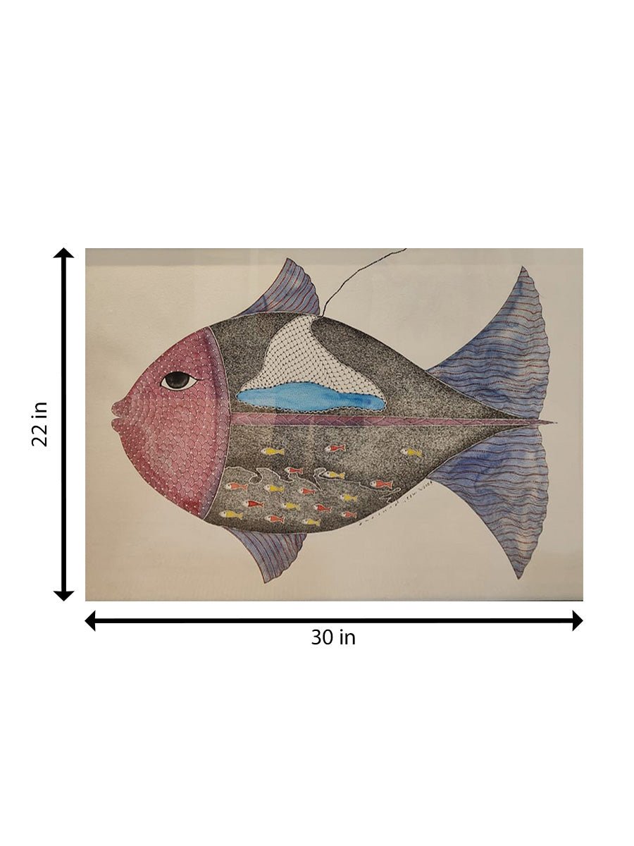 School of Fishes: The Marine Cosmos in Gond Art by Venkat Shyam Thumbnail