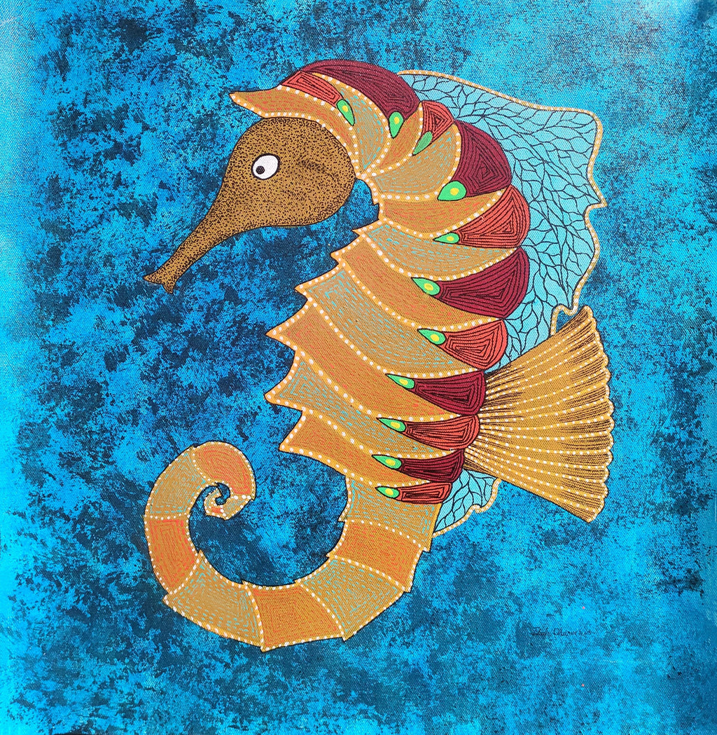 Sea horse in Gond by Sandeep dhurve Thumbnail