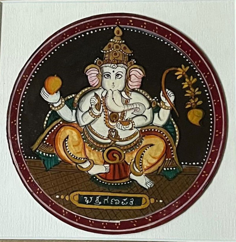 Seated Lord Ganesha in Mysore Painting by Hemalatha B Thumbnail