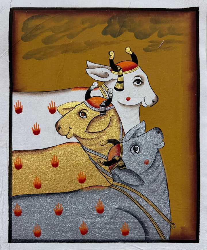 Serenity: three cows in Pichwai by Naveen Soni Thumbnail