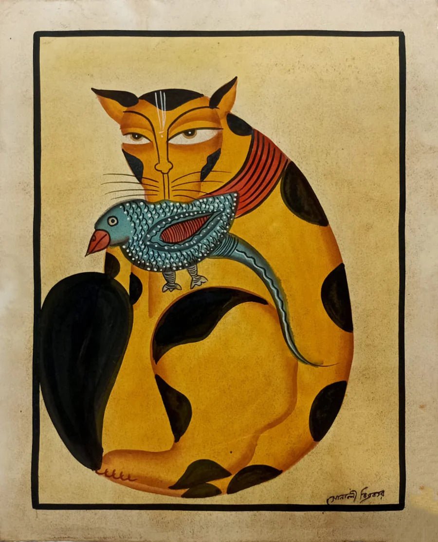 Set of Kalighat Paintings of Cat by Sonali Chitrakar Thumbnail