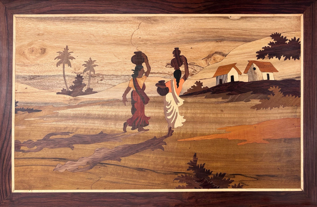 Shadows of the village in wood inlay by Mohan Kumar Thumbnail