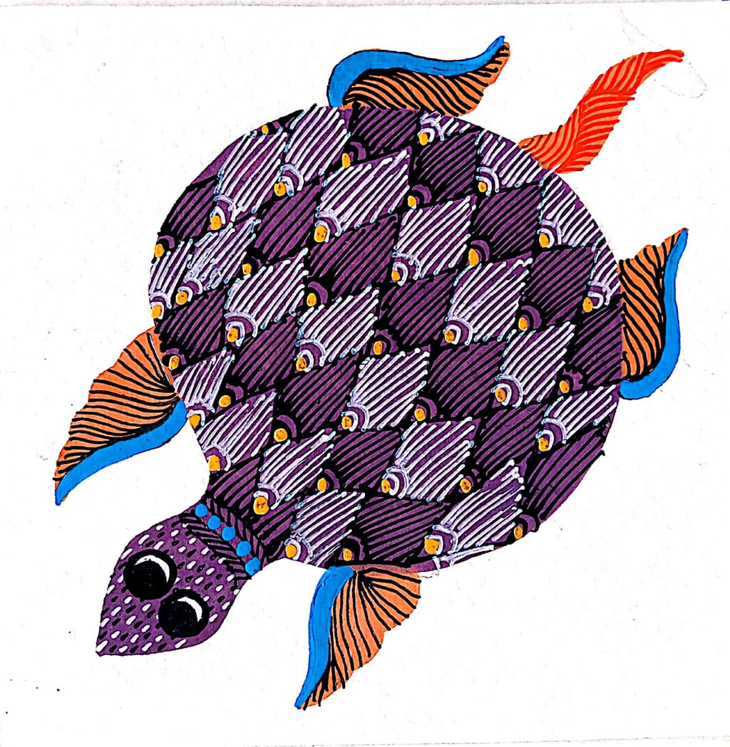 Shelled Wonder: A Turtle in Gond by Kailash Pradhan Thumbnail