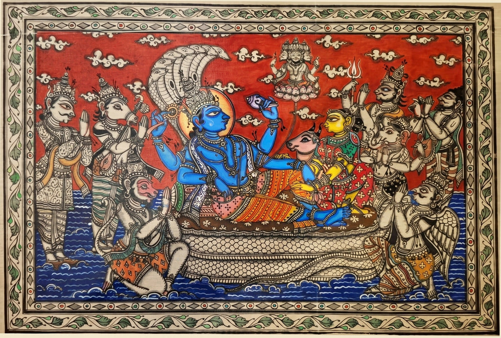 Sheshashai Vishnu in Pattachitra by Pravat Maharana Thumbnail