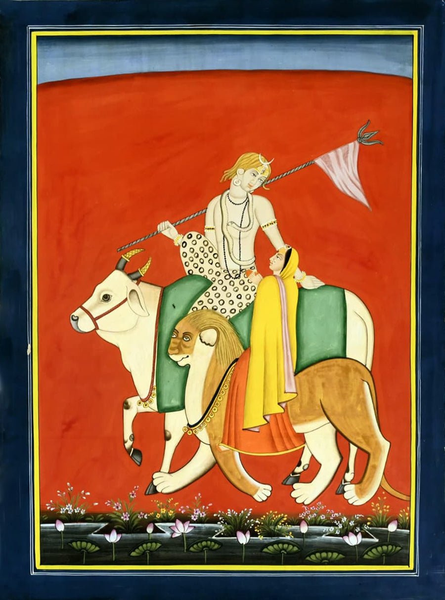 Shiva Parvati in Kangra Art by Suresh Kumar Kumawat Thumbnail