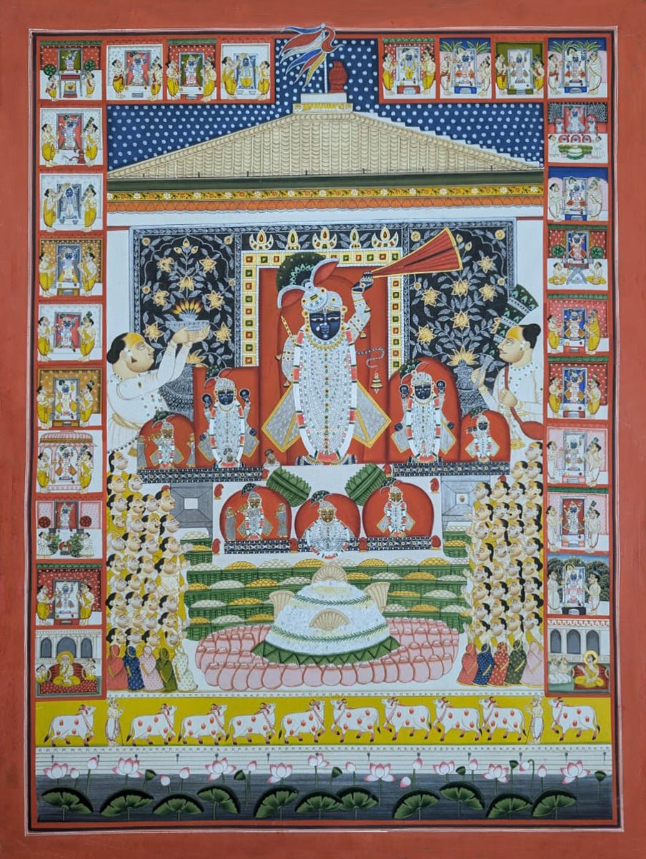 Shrinathji at the Centre of a Devotional Universe in Pichwai by Suresh Kumar Kumawat Thumbnail