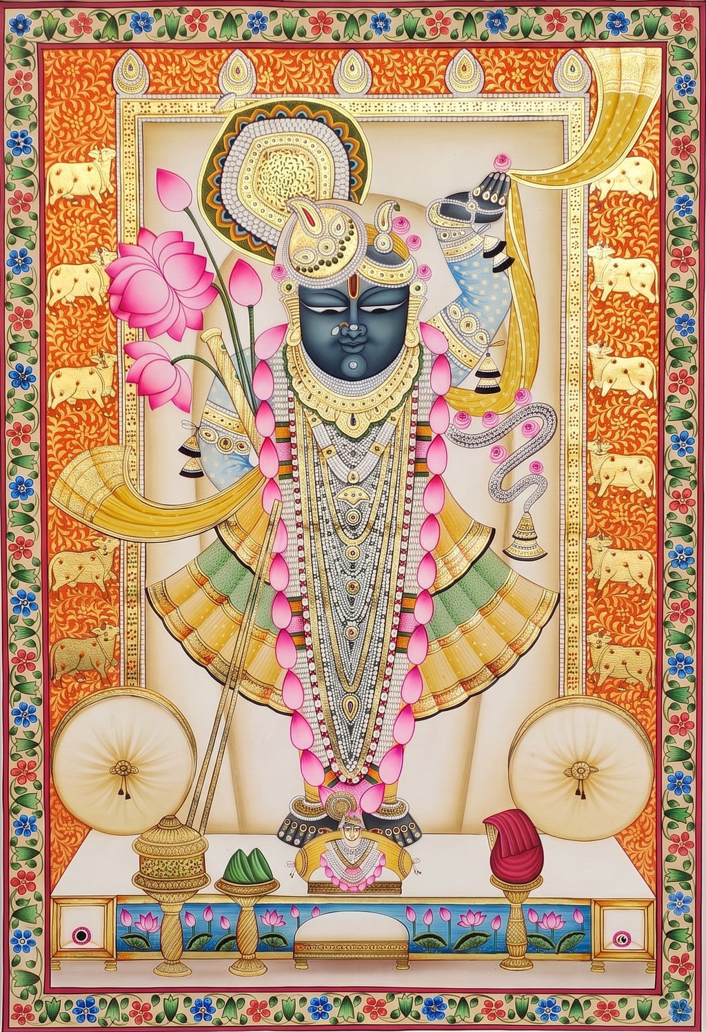 Shrinathji Raj Bhog Darshan in Pichwai by Kailash Sahu Thumbnail