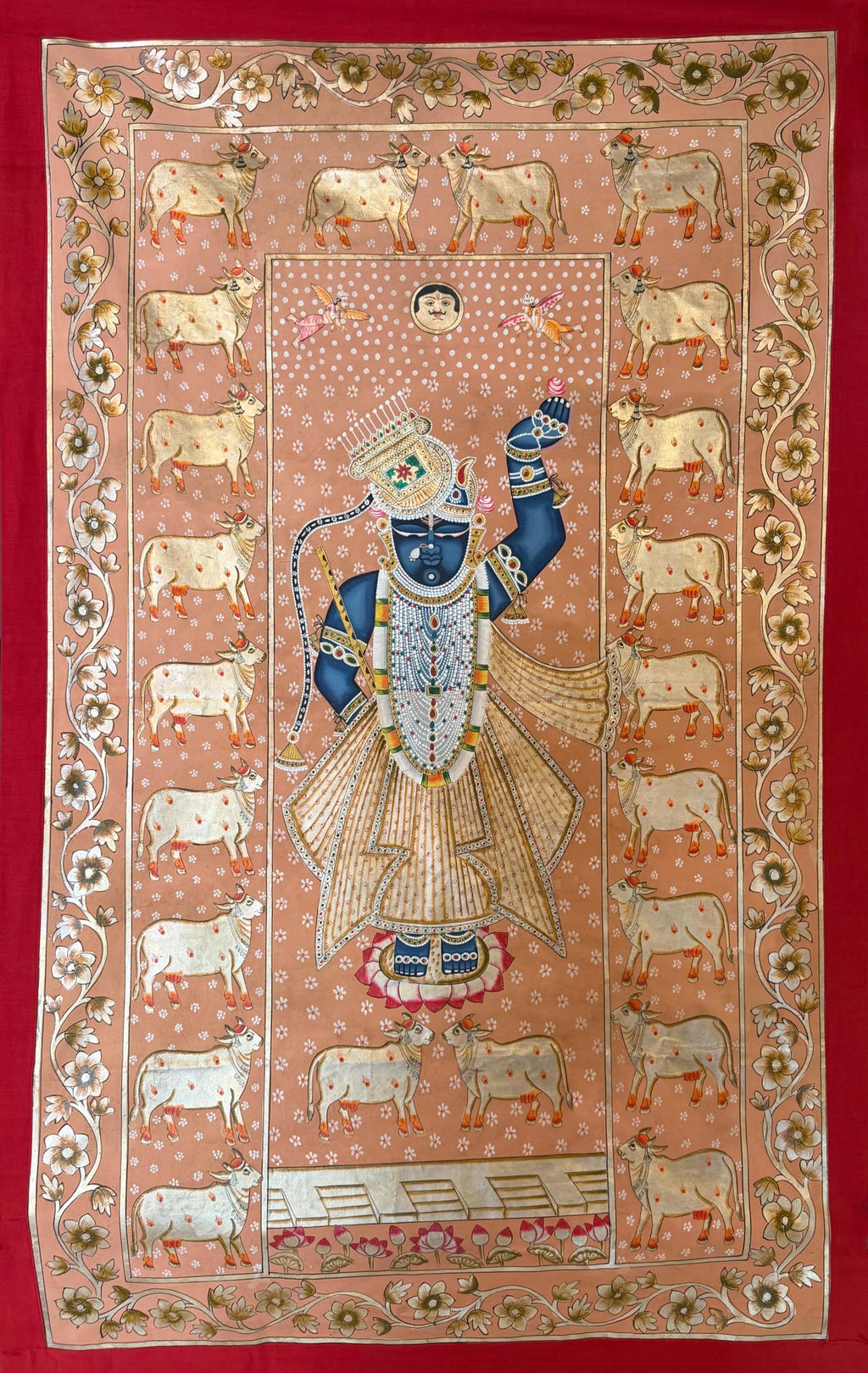 Shrinathji with cows in Pichwai by Naveen Soni Thumbnail