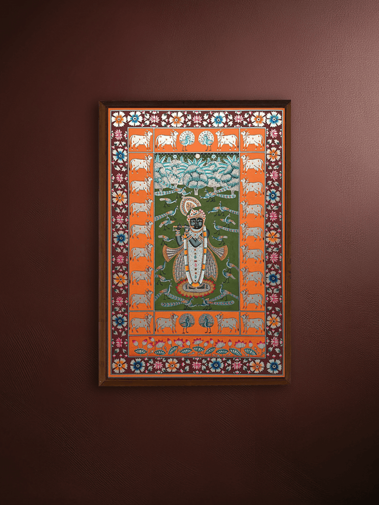 Shrinathji With Flute in Pichwai by Shehzaad Ali Sherani