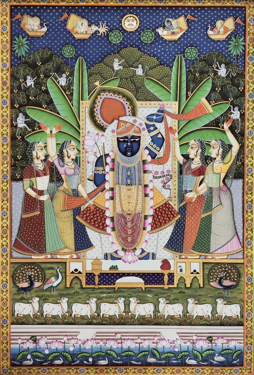Shrinathji with Gopis in Pichwai by Dinesh Soni Thumbnail