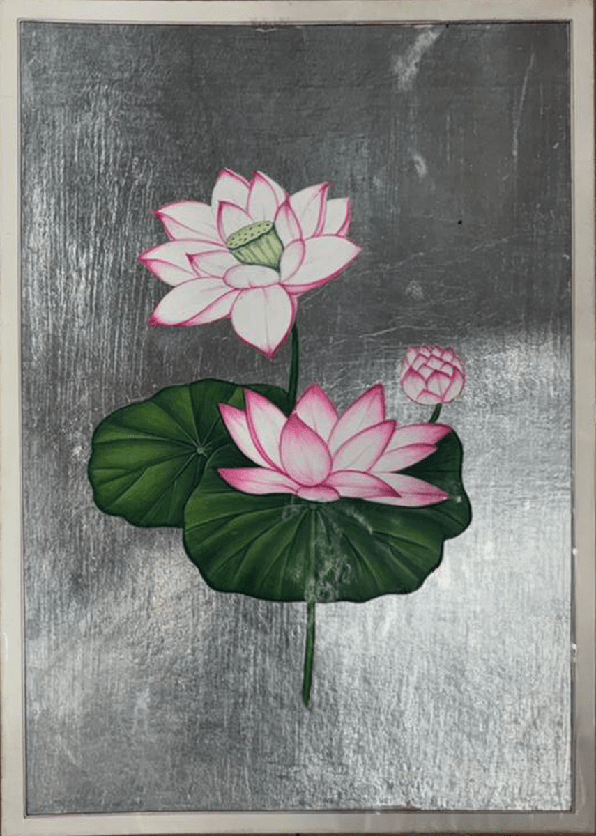 Silver Bloom in Mughal Miniature by Mohan Prajapati Thumbnail