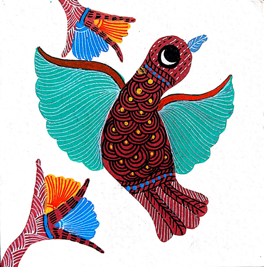 Soaring Grace: A Bird's Flight in Gond by Kailash Pradhan Thumbnail
