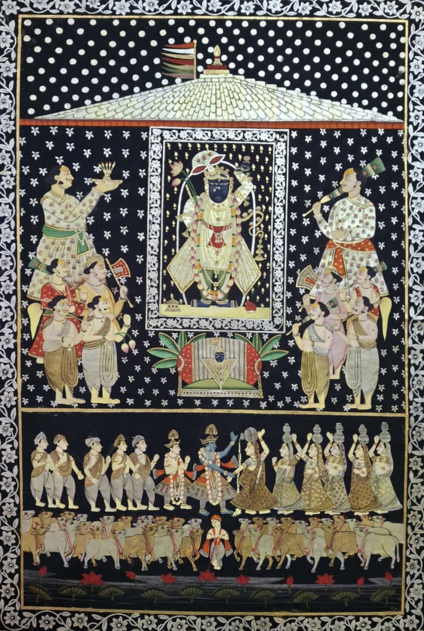 Srinathji and the Sacred World of Vrindavan in Pichwai by Suresh Kumar Kumawat Thumbnail