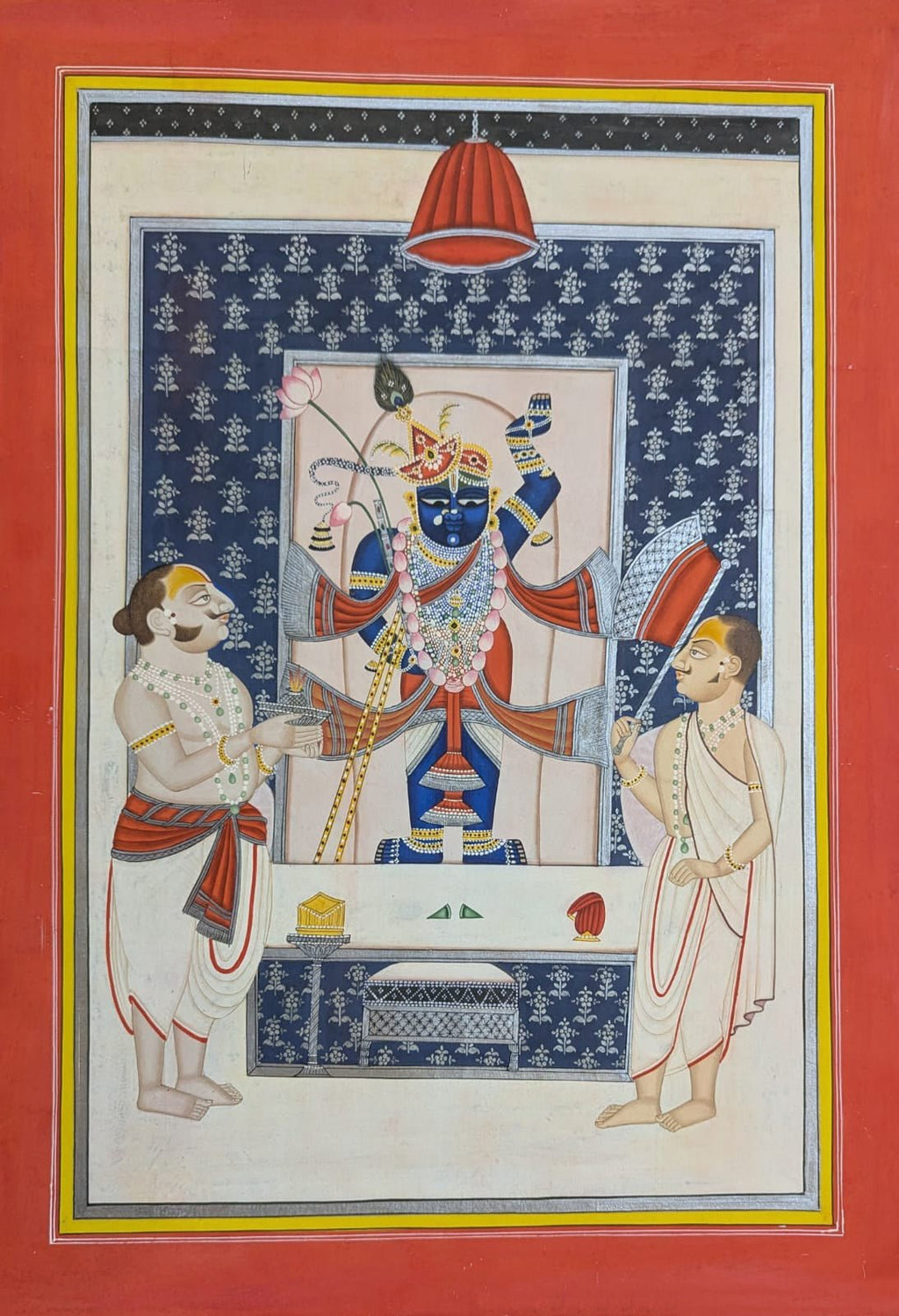 Srinathji with Attendants in Seva in Pichwai by Suresh Kumar Kumawat Thumbnail