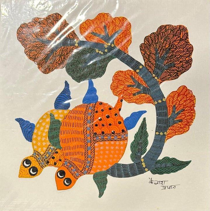 Stylised Turtles in Gond by Kailash Pradhan Thumbnail