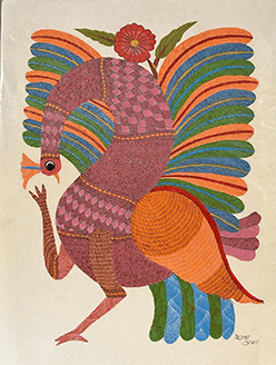 Stylized peacock in Gond by Kailash Pradhan Thumbnail