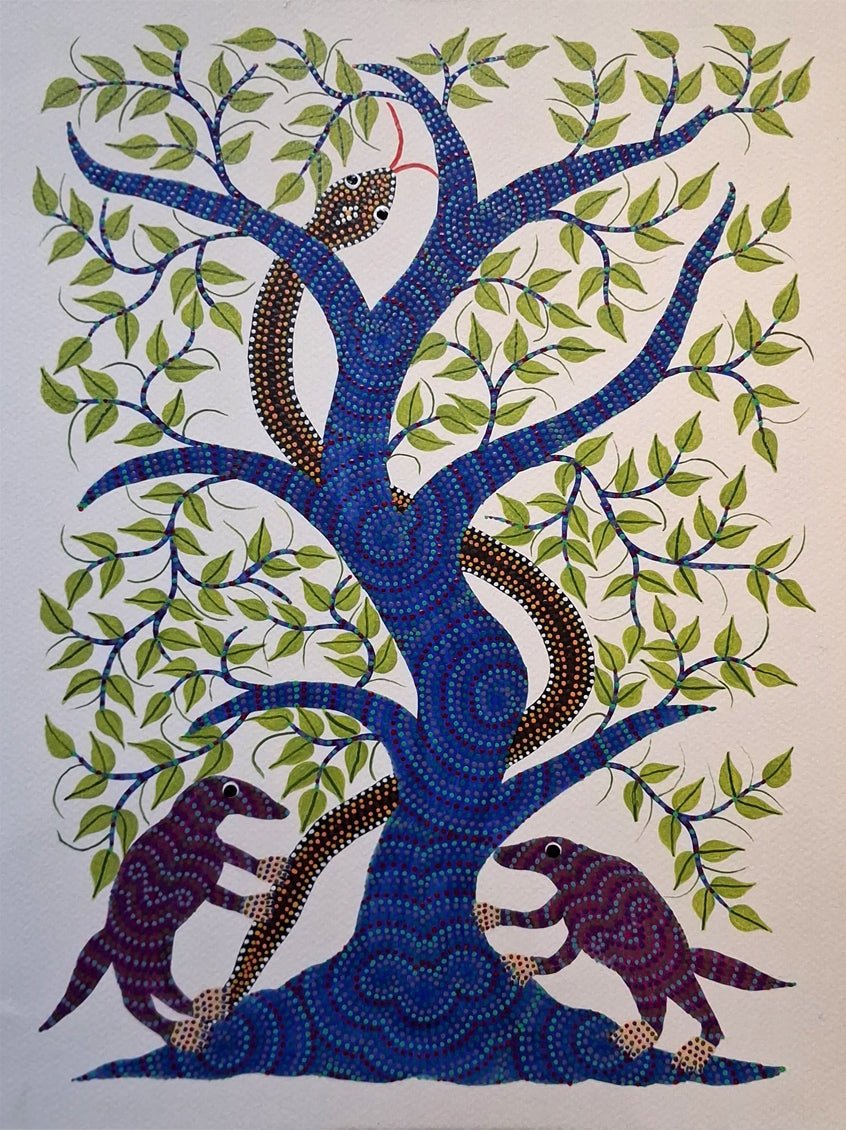 Surviving in the Wild: The Snake and Two Mongooses in Bhil by Kamlesh Parmar Thumbnail