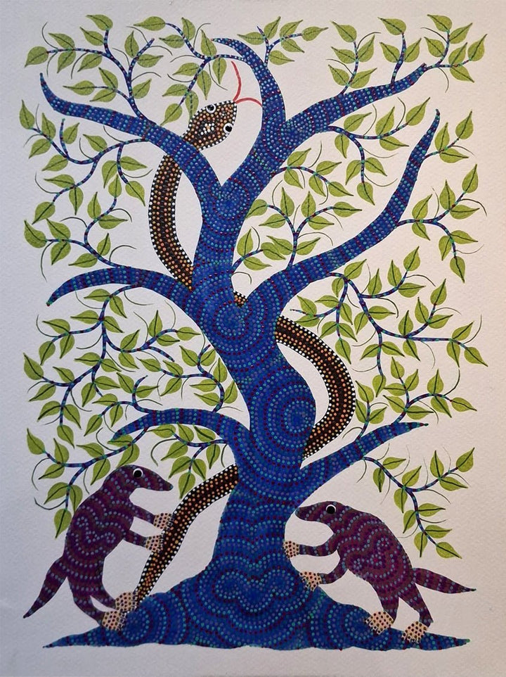 Surviving in the Wild: The Snake and Two Mongooses in Bhil by Kamlesh Parmar Thumbnail