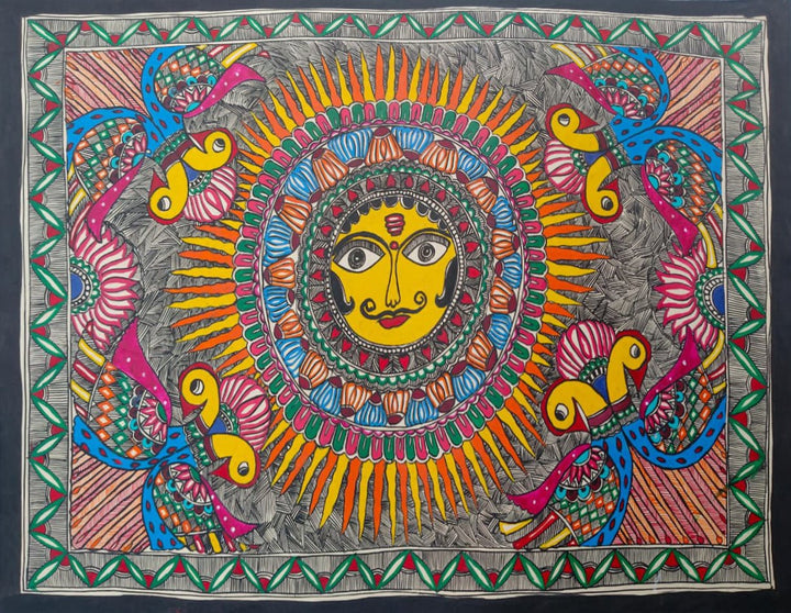 Surya: The solar guardian in Madhubani by Ambika Devi Thumbnail
