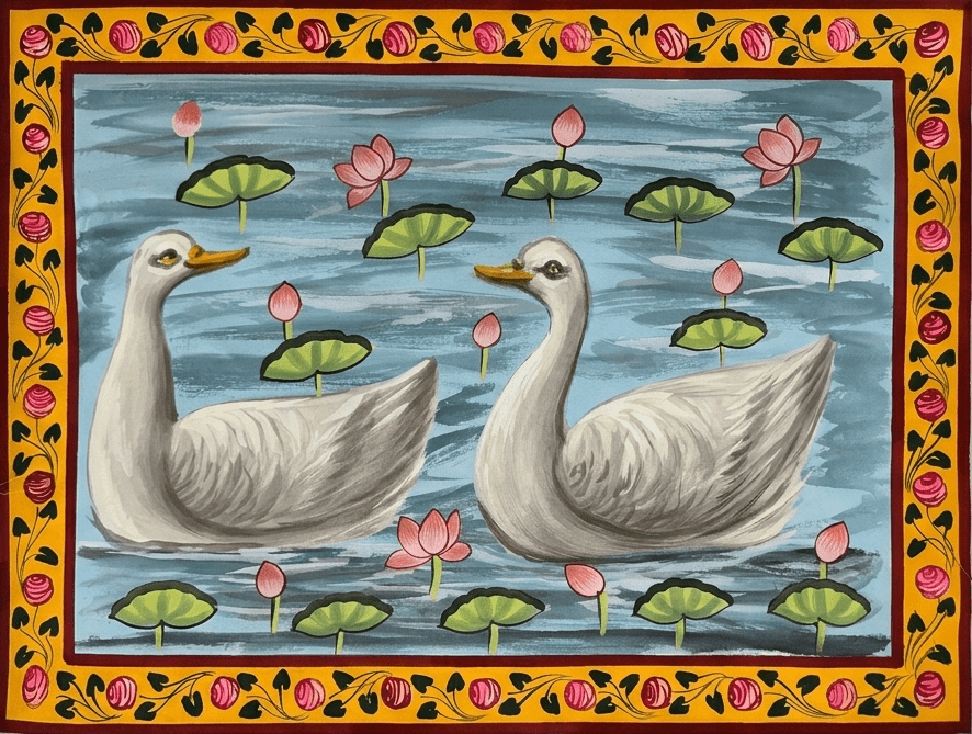 Swans in Pichwai by Jayesh Sharma Thumbnail