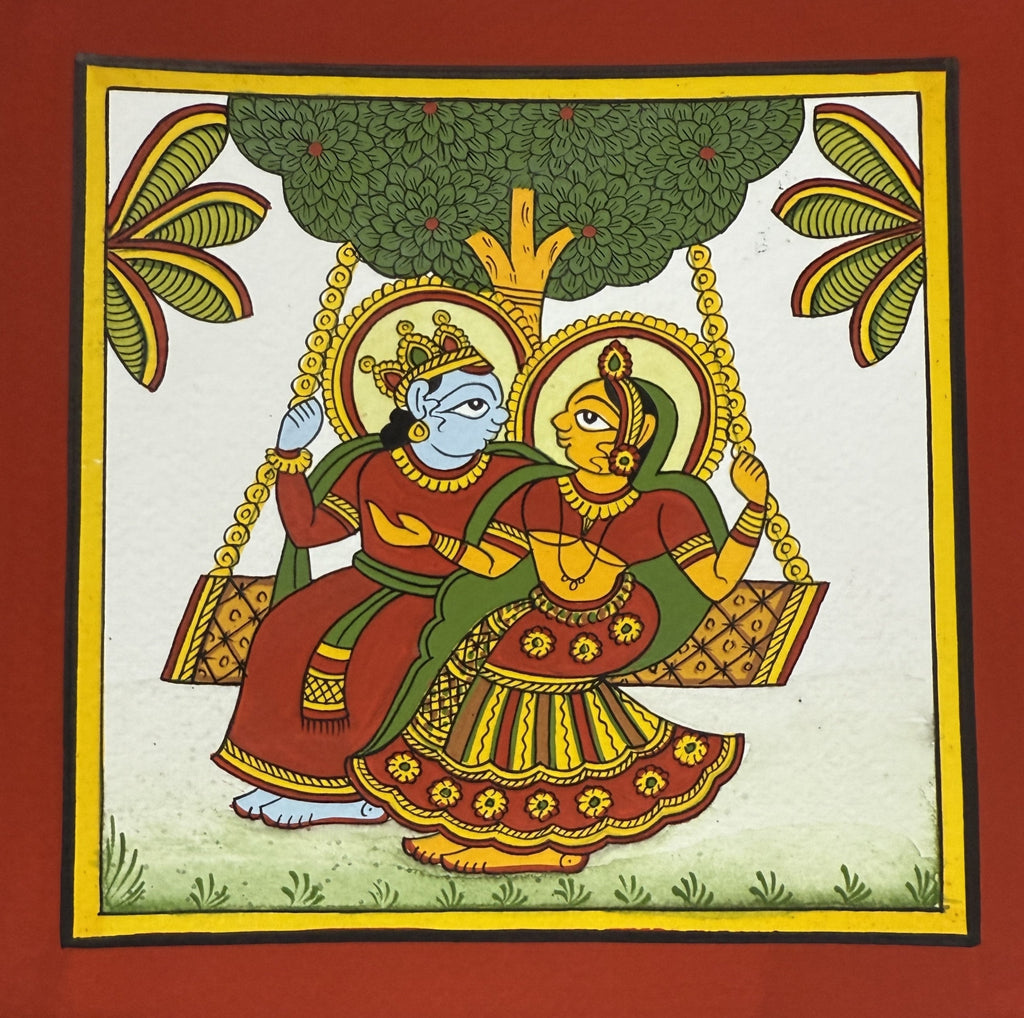Swing of Divine Love: Lord Krishna and Radha in Phad by Kalyan Joshi Thumbnail