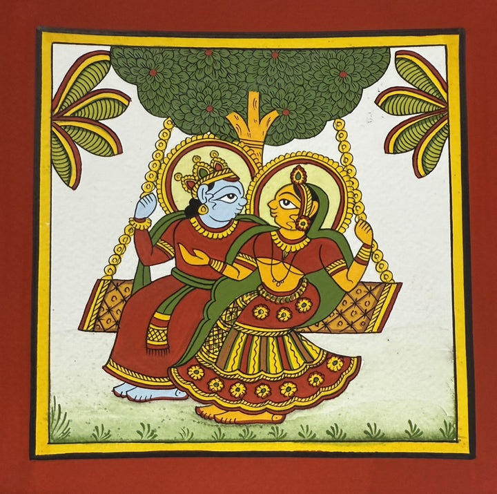 Swing of Divine Love: Lord Krishna and Radha in Phad by Kalyan Joshi Thumbnail